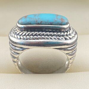 Vtg. Blue Turquoise Sterling Silver Ring Sz. 6.5 Collins Fine Jewelry CFJ Thai